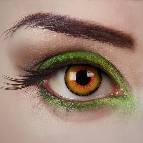 aricona Lentilles de contact orange-jaune - Sunflare - 2 pièces – colorées - pour Halloween, cosplay, carnaval, fêtes à thème et soirées déguisées – sans correction