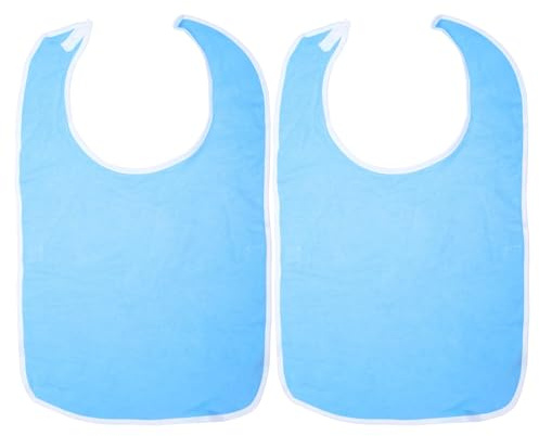 unillea 2 Pcs Bavoir Adulte Imperméable, 75x45cm, Protection de Vêtements pour Seniors, Facile à Nettoyer, Avec Fermeture à Velcro, Réutilisable, Idéal pour Repas et Soins