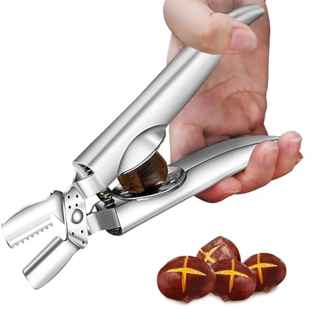 Cortador de Castañas de Acero Inoxidable, Abridor de Castañas Alicates Multifuncionales de Metal para Nueces, Herramientas de Cocina Portátile