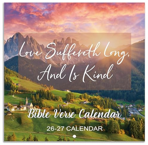 Calendar 2026-2027 - Bible Verse Wall Calendar 2026-2027, July 2026 - Dec 2027, 12 x 24 (Open), 18 Monthly Calendar, Hanging Holes, Large Blocks & Holidays - Nature's Beauty with Inspiring Bible Quotes