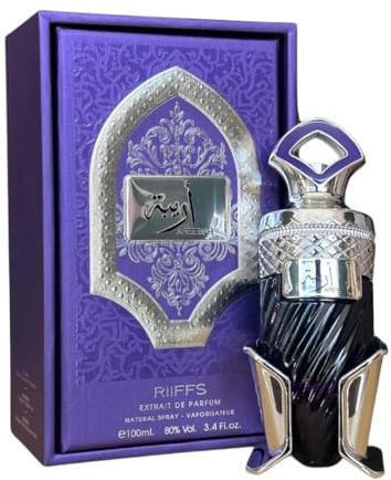 Riiffs Areebah Extrait di Parfum Unisex, fragranza orientale in legno, 100 ml, note di vaniglia e Oud, con elegante astuccio viola