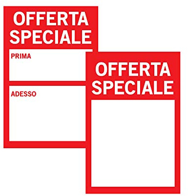 Cartellini segnaprezzi sconti mod. OFFERTA SPECIALE 6x9cm - Fino a 100 targhette segna prezzo Offerta speciale o Saldi (50)