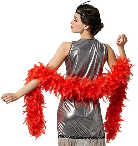 dressforfun 900838 Accessori Natale Donna, Soffice Boa di Piume, Outfit Costume Festa (Rosso | No. 303401)