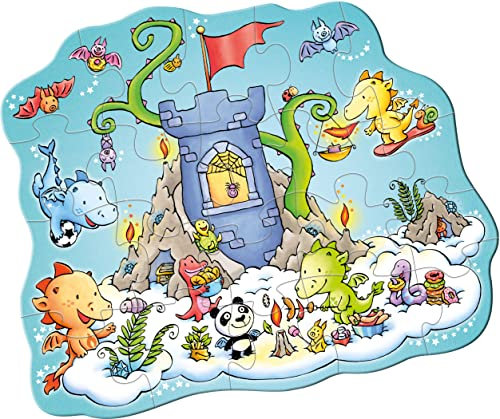 HABA 305466 - Puzzle Drache Funkelfeuer – Puzzle Party, XL-Puzzle ab 3 Jahren mit 20 Teilen mit Drachenmotiv und Glitzer, trainiert die Feinmotorik und Formzuordnung