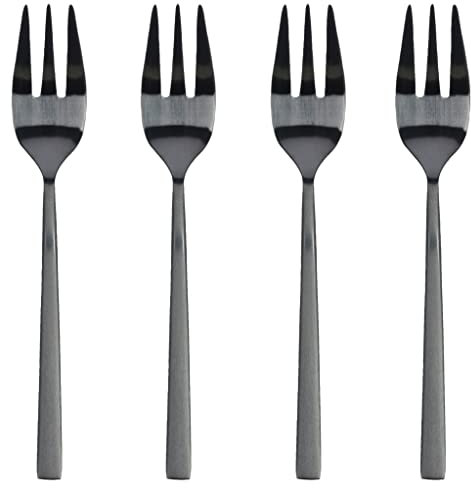 BITZ Kuchengabel, Dessertgabel aus Rostfreiem Edelstahl, Länge 14,4 cm, 4 Stck, Schwarz