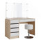 Vicco Schminktisch Sherry, Sonoma/Weiß, 120 cm mit LED Beleuchtung und Hocker
