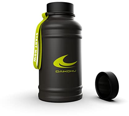 Daikoku - Botella de Agua de Acero Inoxidable 1.3L | A Prueba de Fugas | Aislamiento Térmico de Doble Pared | Perfecta para Gimnasio, Senderismo y Viajes | Negro