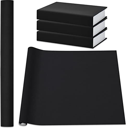 PerKoop Book Cloth for Book Binding 40 x 16 Inch Fabric Surface Paper Backed Bookcover Archival European Durable Strong Bookbinding Supplies Cover Books Album Scrapbooking (Black, Suede Fabric)