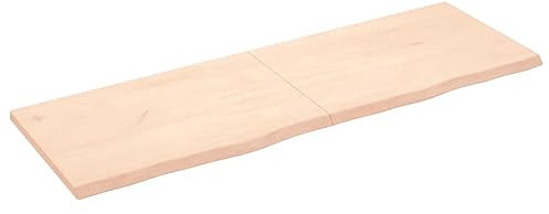 vidaXL Wandregal, Holzregal Regal Handgefertigt mit Baumkante, Wandboard Regalbrett Scharnierdesign, Bücherregal Hängeregal, 180x60x(2-4) cm Massivholz Eiche Unbehandelt