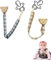 KGDUYC Cadenas para chupetes, Pinza para chupete bebe, clip de madera de haya para evitar que se caiga la cadena, regalo bautizo bebe (2 piezas)