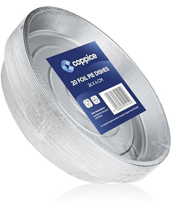 Coppice Strong Round Aluminium Foil Pie Dish for Baking, Serving & Food Storage | 26cm x 4cm | Freezer, Microwave, Air Fryer & Oven Safe (20)