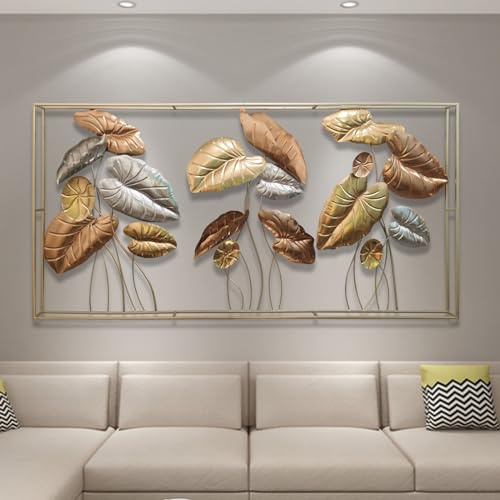 Dekoleidenschaft 3D Wandbild Blätter aus Metall in gold/silber/bronze, 135x69 cm, Wanddeko, Wandschmuck