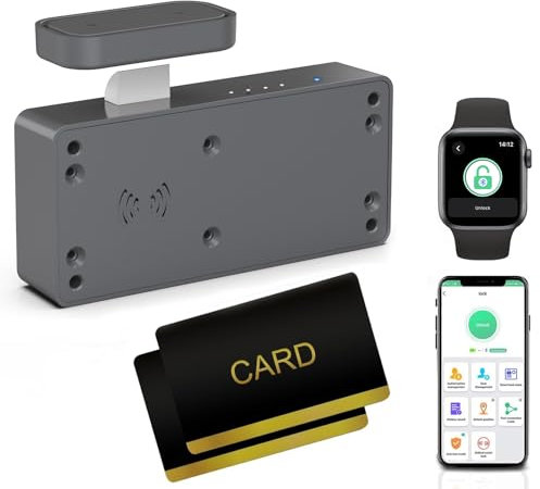 Blocco per armadio NFC RFID, serratura elettronica per cassetti eLinkSmart, senza chiavi, app Bluetooth, sicurezza per bambini, serratura per armadio, grigio per camuffamento liquido, dispensa