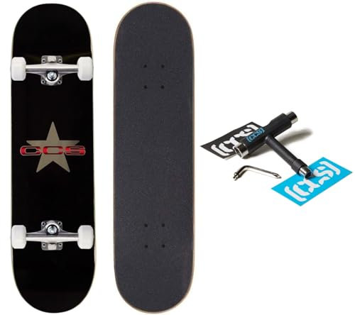 [CCS] 97 stjärnor skateboard komplett – silver/röd – 7,7 tum