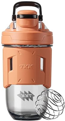 TKK 24oz Protein Shaker Bottle with Blending Ball, BPA Free Tritan Plastic, Leak-Proof, One-Touch Lid, Non-Slip Grip, Sports & Fitness Use