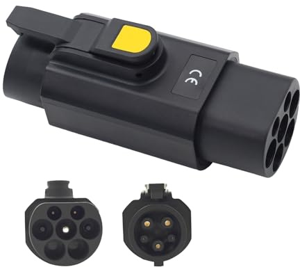 Adattatore da tipo 2 a tipo 1 EV – Adattatore di ricarica IEC 62196 a SAE J1772 (32 A/7,2 kW & 16 A/3,5 kW), ricarica rapida per veicoli elettrici, spina a presa per stazione di ricarica auto