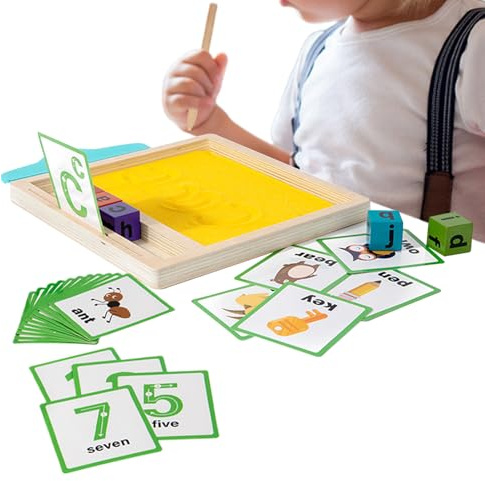 Bandeja de Escritura de para niños, Bandeja de Escritura de de Madera, Juego sensorial para Aprendizaje de Palabras, niños, Hijo, Hija, Preescolar, educación Especial para el hogar
