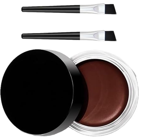 Waterproof Gel Eyeliner Long Lasting Smudge Proof Cream Eyeliner Pot with 2 Brushes High Intensity Pigments Smooth Formula for Various Eye Makeup Looks(brown) (06)