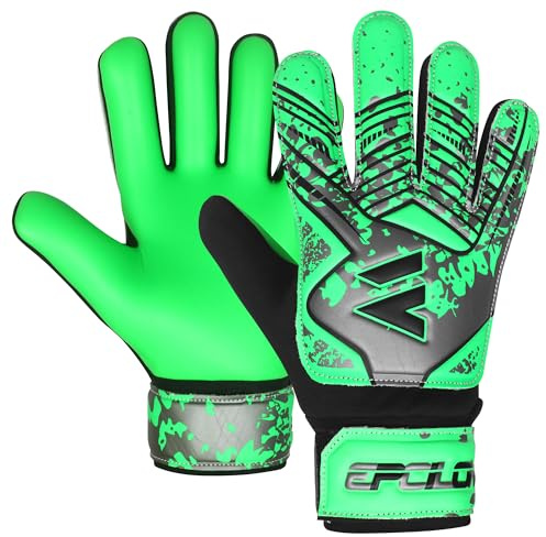 EPCILON Primium Grip Torwarthandschuhe Kinder Fußballhandschuhe Jungen Mädchen Junior Erwachsene Fußballtraining Torwarthandschuhe (Grün - Grau, 5)