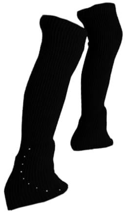 getuse Jambières longues tricotées pour patinage artistique - Chaussettes de patinage tendance pour le sport, les fêtes, le yoga, par temps froid - Noir