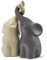 Loving pair of elephants in beige & grey - modern ceramic sculpture as a set - decoration figure 16cm high - elephant well suited as a gift