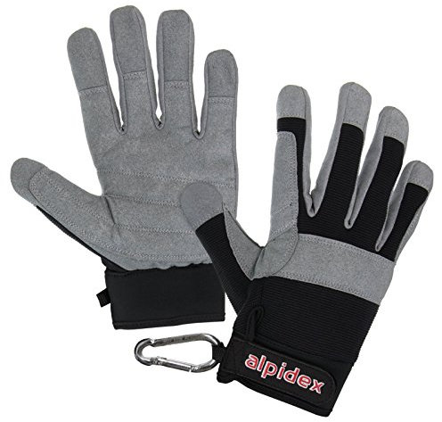 ALPIDEX Klettersteighandschuhe Unisex Fullfinger Handschuhe Kletterhandschuhe Full Finger Gloves Via Ferrata alle Finger geschlossen, Größe:S, Farbe:Wild Black