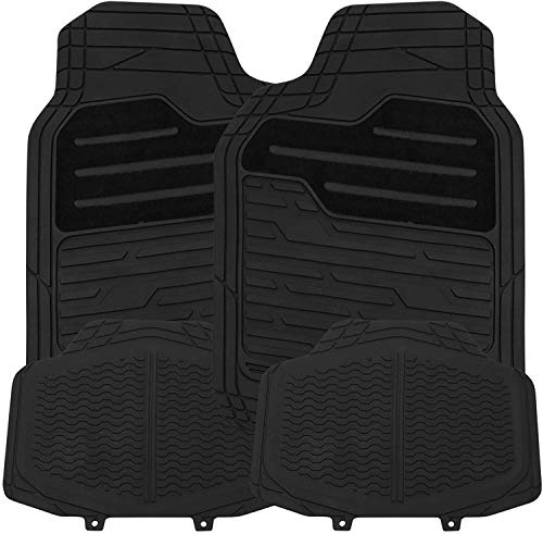 Streetwize Adonia Mat Set [Pack of 4], Rubber, Non-Slip Backing Car 2 Front Mats + 2 Rear Mats (Black)