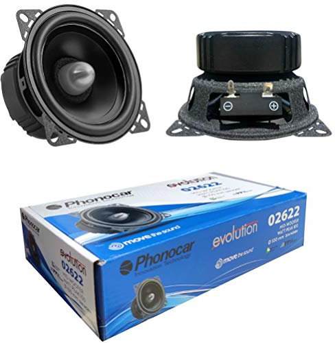 2 PHONOCAR 02622 mid bass woofer speakers 10.00 cm 100 mm 4 50 watt rms 100 watt max impedance 4 ohm 92 db spl car door speaker black, per pair