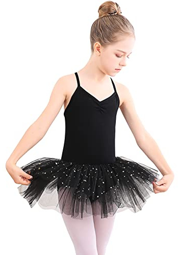 Bezioner Maillot de Danza Tutú Vestido de Ballet sin Mangas Gimnasia Leotardos Algodón Body Clásico para Niñas