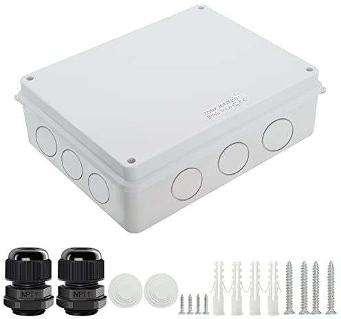 LeMotech Anschlusskasten mit reservierten Löchern ABS Kunststoff Elektrokasten IP65 wasserdichte staubdichte Projektgehäuse für Elektronik Weiß Außengröße 255x200x80mm