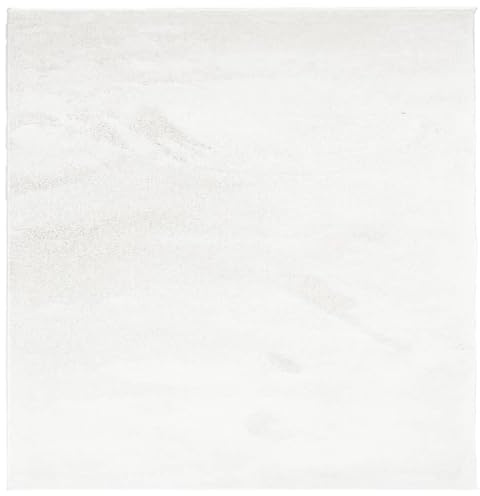 vidaXL Teppich, Wohnzimmerteppich Kurzflor Modern, Bodenteppich Flauschig Weich, Pflegeleicht Teppich für Wohnzimmer Schlafzimmer, Creme 120x120cm