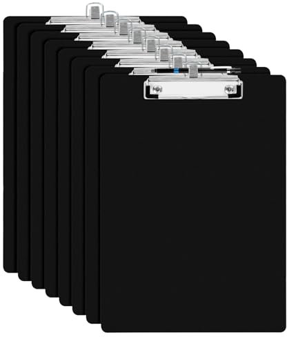 YAWOIRG 8 Stück Klemmbrett Holz A4 mit Stifthalter,Schreibbrett für Büro,Clipboards Clip Board,Schwarz