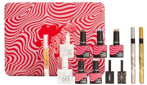 Mylee Selection Box Gel Nail Polish Advent Calendar - Rockin' Around Collection - 12x Limited-Edition Colours, Builder Gel, Top Coat, Magnetic Effects, Nail Art Markers, Cuticle Oil [Christmas 2024]
