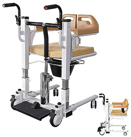 Generico Sgabello per Doccia per Sedia a rotelle, Sedia a rotelle idraulica per pazienti per la casa, Sollevatore Portatile per trasferimento con Sedile Diviso a 180° e Padella, Sedia Comoda da comod