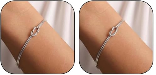 Nayyana Pulsera de plata, con nudo de amor, en acero de titanio, con cadena de serpiente, ajustable, en oro, regalo para dama de honor