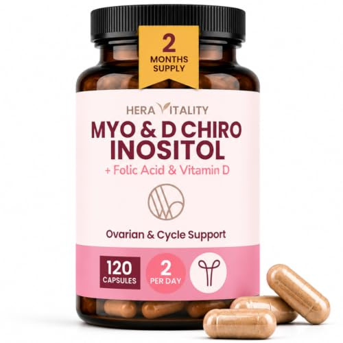 Inositol Capsules for Women | Myo & D-Chiro Inositol Complex with Folic Acid & Vitamin D3 | Hormone Balance, Cycle Support & PCOS | 120 Capsules (2 Month Supply)