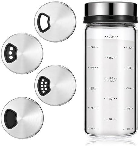 1 Salt Shaker, Salt Dispenser, Seasoning Shaker – 200ml Heat-Resistant Glass Spice Jar with Adjustable Rotating Lid for Kitchen, Dining, or Decorative Use (Leak-Proof)