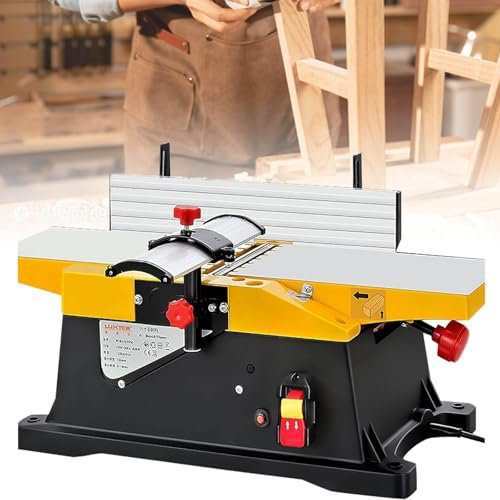 QIUFANGY Dégauchisseuse d'établi Multifonction for Le Travail du Bois de 6 Pouces, raboteuse à Bois électrique Robuste de 1800W, 12000R/min, Puissance de Profondeur de Coupe de 3mm