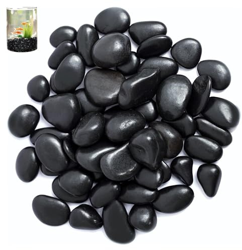 Pebbles, 2-4 cm Black Garden Pebbles, 1 kg Polished Black Pebbles, Decorative Stones, River Stones Plants, Decorative Gravel for Vases, for Landscaping, Home Decoration, Crafts, Art Projects