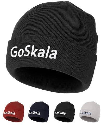 GoSkala Winter Beanie Hat for Men & Women - Thermal Cuffed Thick Anti-Static Fashion Stretchable Knit Cap Soft Mens Beanie Hats,Black,Uniform Size