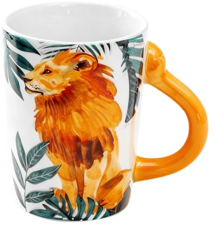 GBKDQQ Taza de café con asa de cola de león, taza de cerámica 3D, taza de cerámica, taza de animales, regalo para familia, amigos, niños, cumpleaños, 310 ml