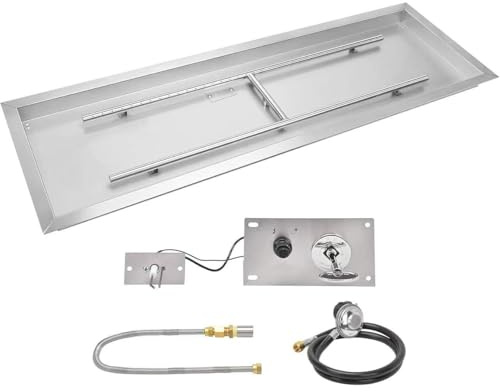 Drop-In gaseldstad kit – 150 000 BTU propan gör-det-själv eldstad med fullständiga tillbehör – 91 cm x 30 cm design för utomhusvärme och atmosfär