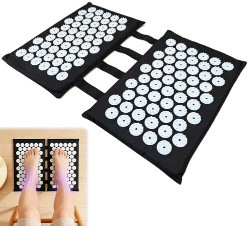 Akupressurmatta, NAVESO Acupressure matta för båda fötterna, 24 x 34 cm akupunkturmatta med 110 plektrum för akupressur, avslappnande massage