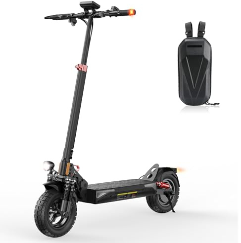 iScooter Elscooter T4, max 70 km räckvidd, 10-tums offroad-luftdäck, sex komfortabla stötdämpare för stabil körning, hopfällbar offroad-design, belastning upp till 150 kg samt smart app-lås