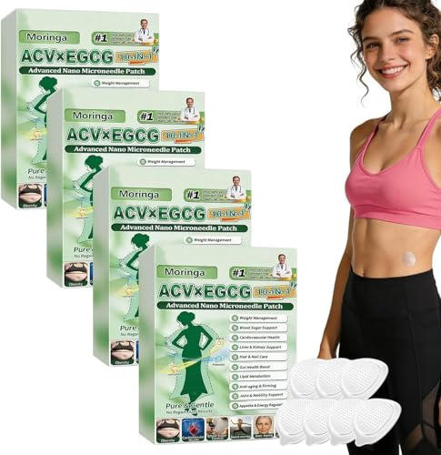 5 Scatole Moringa Cerotti Dimagranti Moringa ACV×EGCG 10 in 1,Dimagrante con Microaghi, Ingredienti Naturali, Bruciano Rapidamente i Grassi, Stimolano il Metabolismo, per Uomini E Donne (4 Scatole)