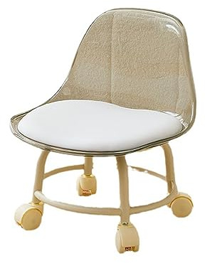 Taburete rodante con ruedas giratorias, taburete pequeño de plástico transparente para uso doméstico y de oficina, movilidad universal, diseño ergonómico
