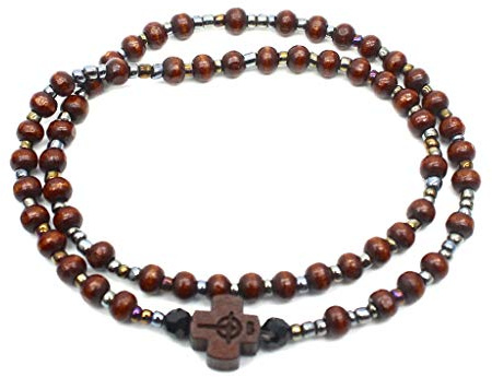 carotoe 2 st män träpärlor för kors armband bönkedja katolska kvinnor yoga smycken berlocker pärlarmband för barn