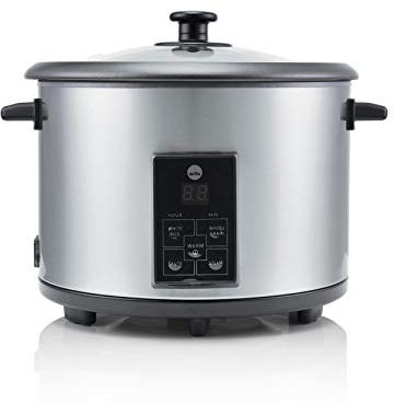 Wilfa GOHAN Reiskocher - 1,8 Liter Fassungsvermögen, 700 Watt, abnehmbare Schüssel mit Antihaftbeschichtung, 4 Einstellungen, silber