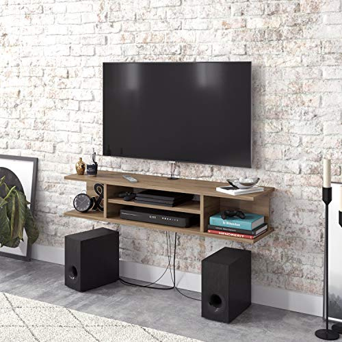 Decorotika Pivot Floating TV Stand Cabinet TV Unit Multimedia Storage Shelf Wall Mount Entertainment Unit (Oak)