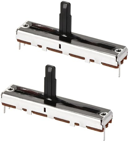sourcing map Potentiomètre à Glissière Résistance Variable Mélangeur 45mm Droit B100K Ohm Unique Canal Potentiometre à Curseur 2Pcs